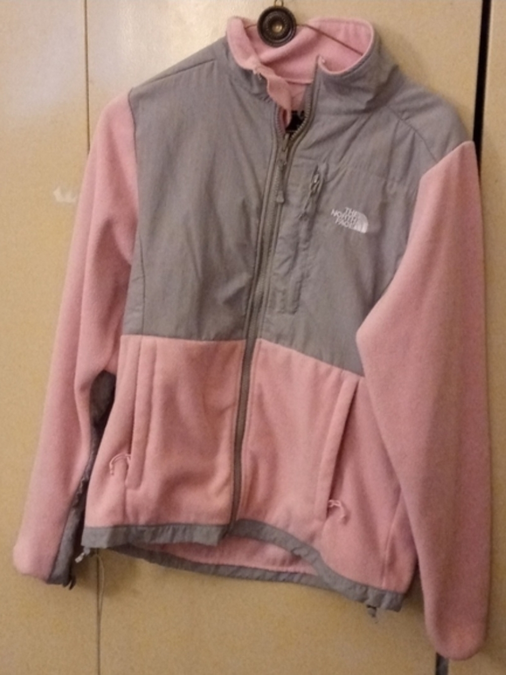 The North Face Pink and Gray Fleece Zip Jacket, Women's Small